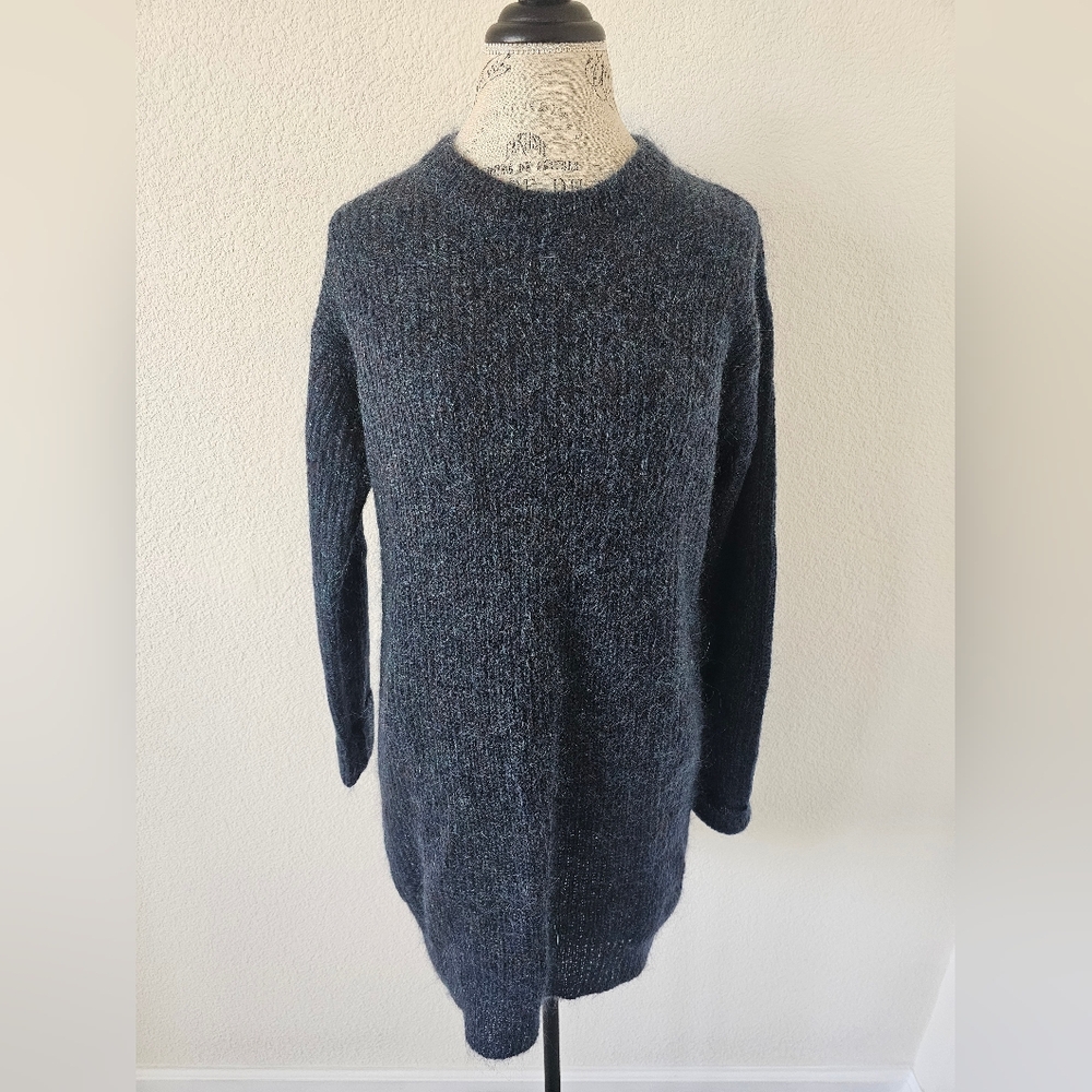T by Alexander Wang Oversized Mohair Blend Sweater Dress - Blue Melange - Size S
